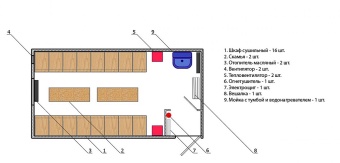 Чертеж Бытовка сушилка на 16 человек 6000х2500 мм